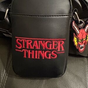 Primark Black Crossbody Bag with Red Stranger Things Embroidery